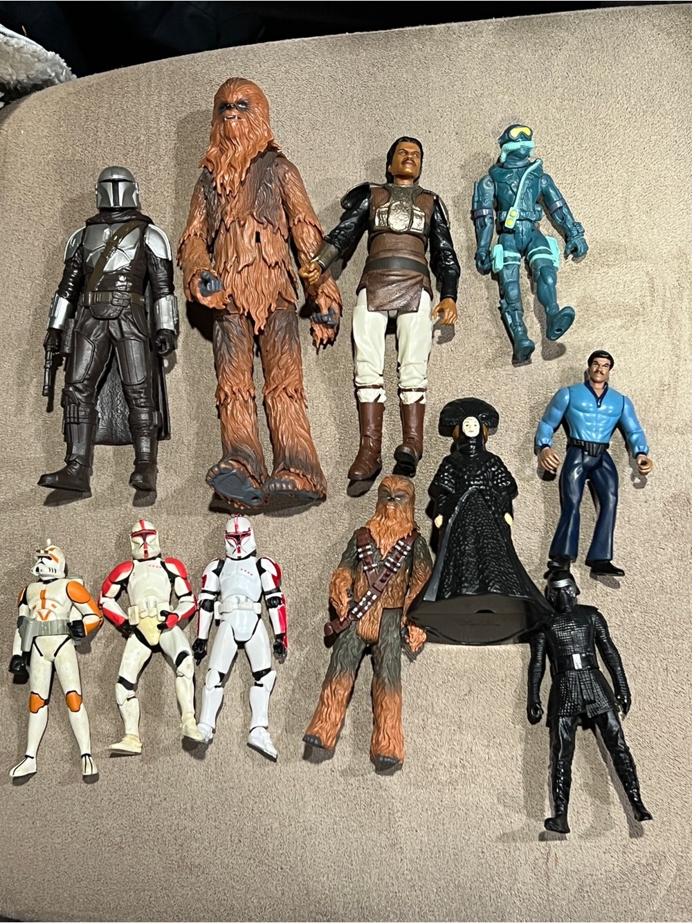 Star Wars Figures Lot - Chewbacca, Stormtroopers, Clones, Lando Mandalorion